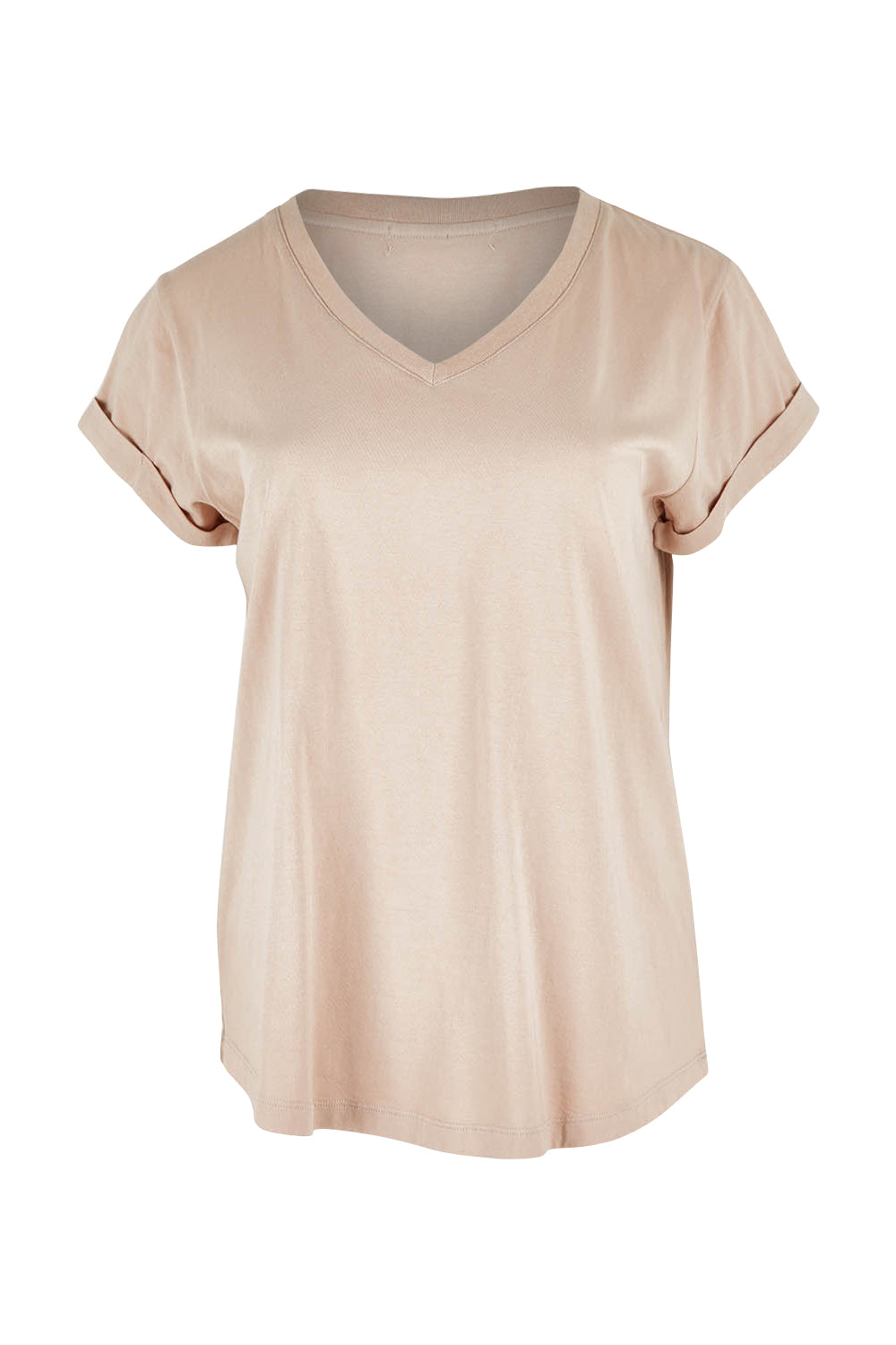 Product shot of the Elements Manly Cotton Vee Tee in colour Oat, from the front