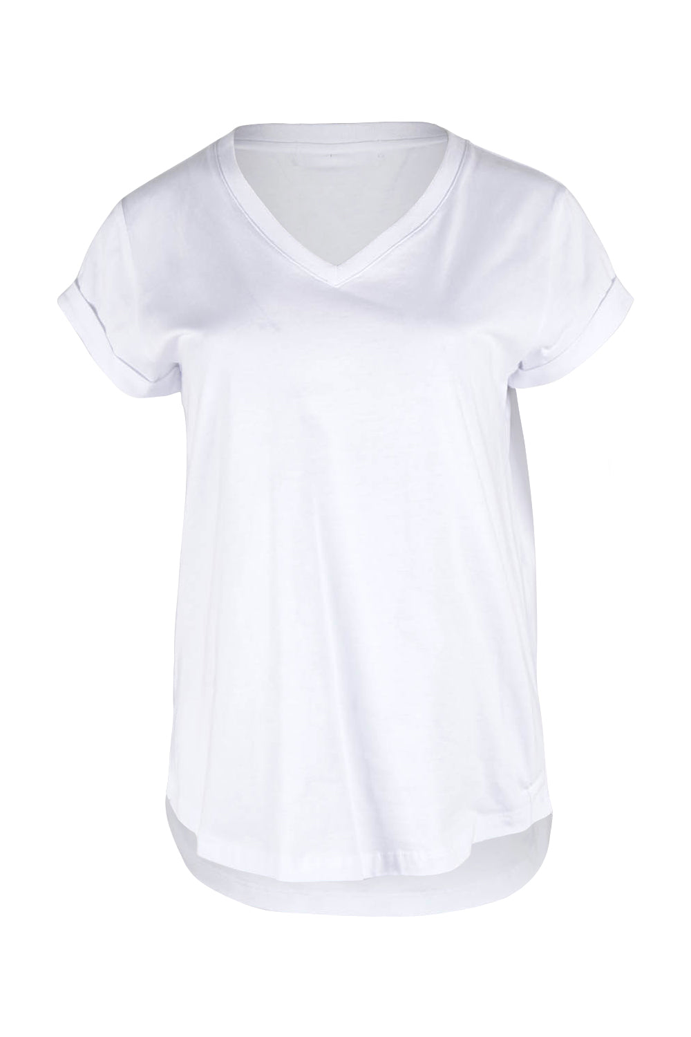Product shot of the Elements Manly Cotton Vee Tee in colour White (White), from the front