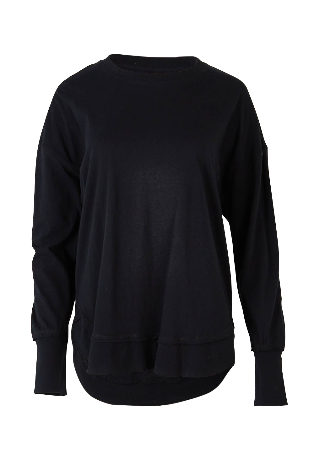 Product shot of the Elements Farrah Cotton Long Sleeve in colour Black (Black), from the front