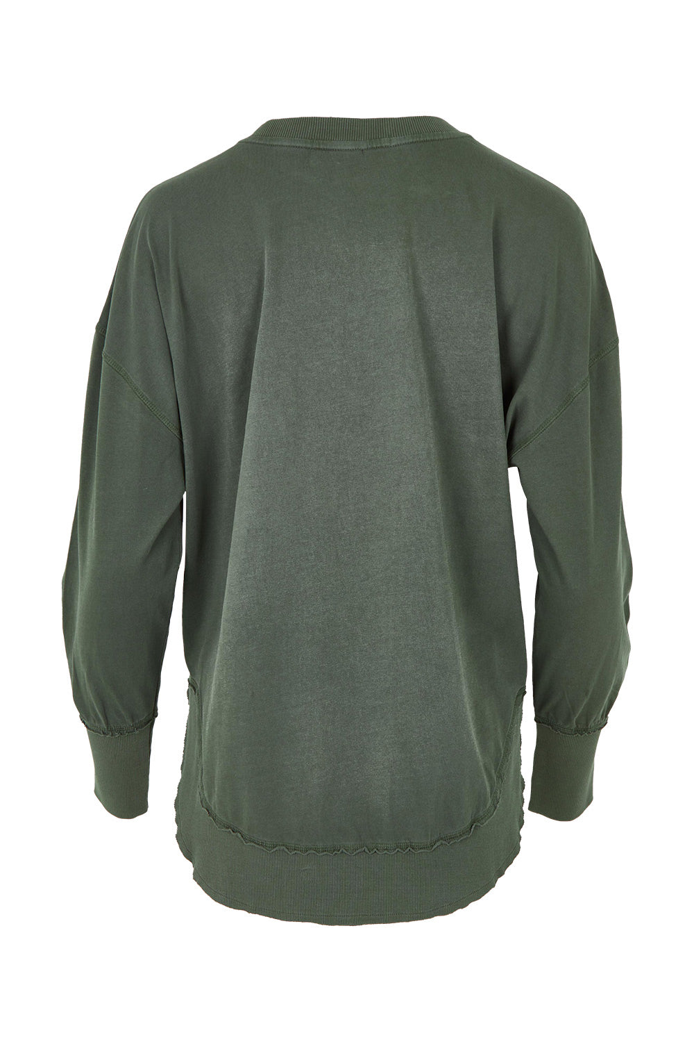 Product shot of the Elements Farrah Cotton Long Sleeve in colour Khaki (Green), from the back