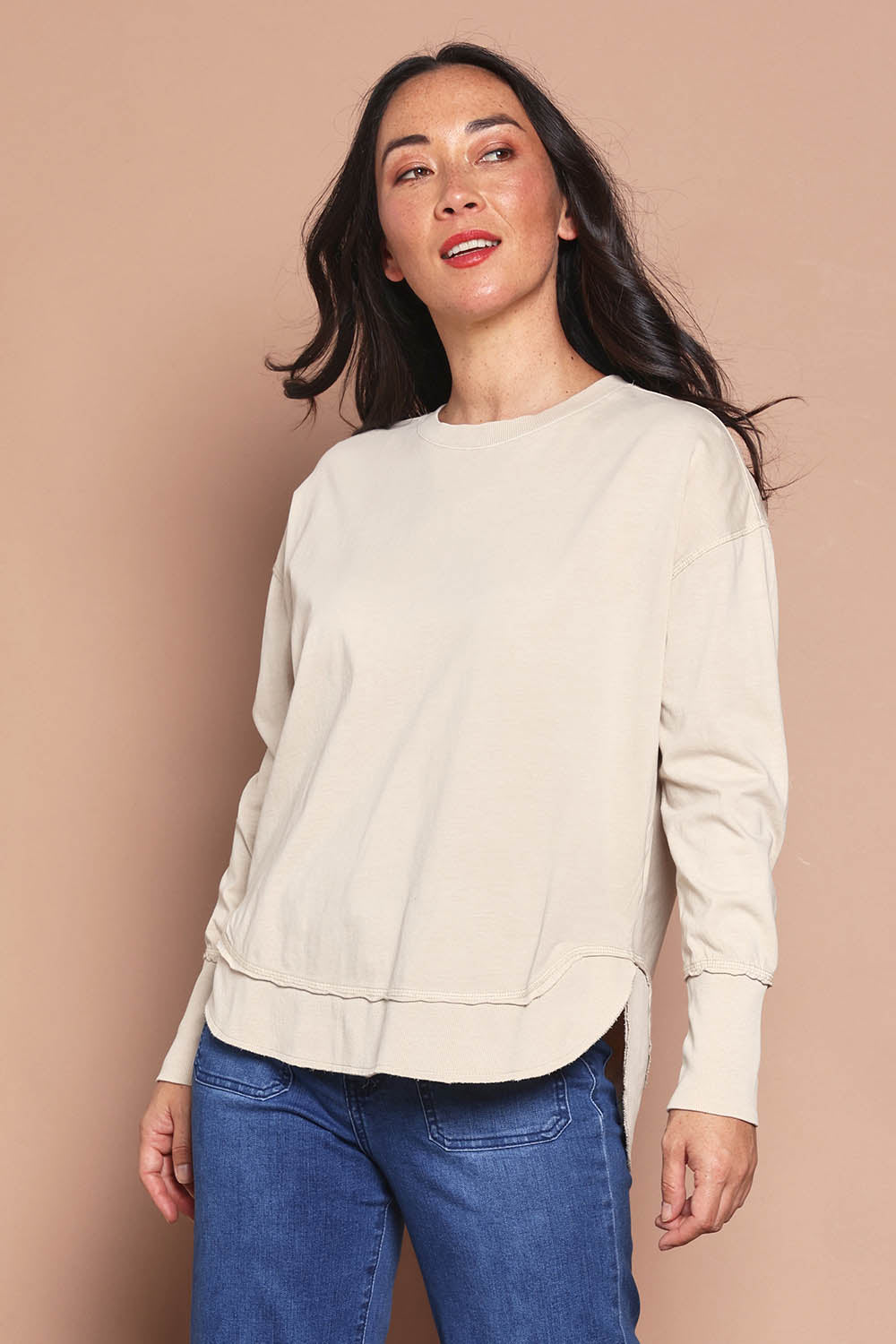 Foxwood Women's Elements Farrah Cotton Long Sleeve in Oat Neutrals ...