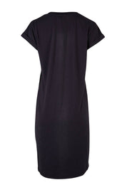 Product shot of the Elements Manly Vee Tee Dress in colour Black (Black), from the back