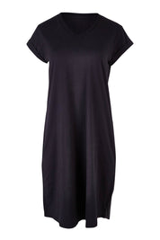 Product shot of the Elements Manly Vee Tee Dress in colour Black (Black), from the front