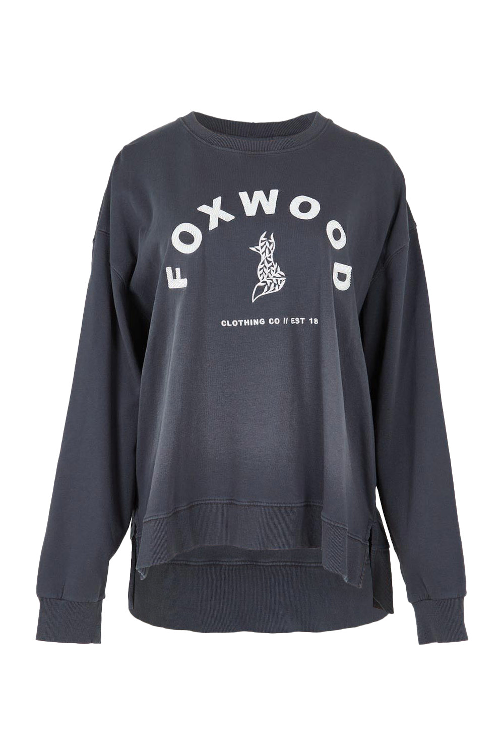 Product shot of the Effortless Cotton Crew in colour Irongrey (Grey), from the front
