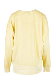 Product shot of the Effortless Cotton Crew in colour Lemon, from the back