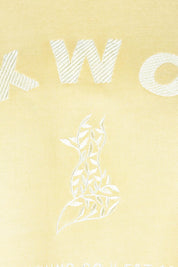 Product shot of the Effortless Cotton Crew in colour Lemon, detail