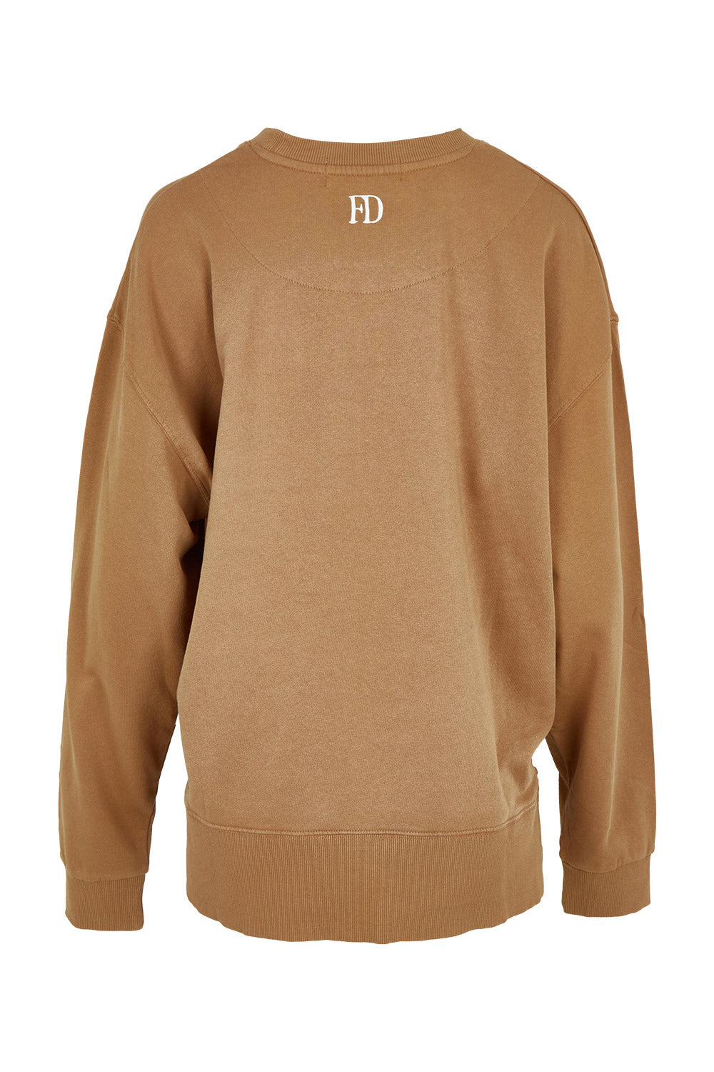 Product shot of the Effortless Cotton Crew in colour Toastcocon, from the back