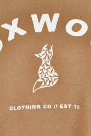 Product shot of the Effortless Cotton Crew in colour Toastcocon, detail