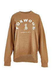 Product shot of the Effortless Cotton Crew in colour Toastcocon, from the front