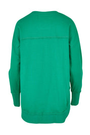 Product shot of the Elements Simplified Metallic Cotton Crew in colour Bgreen (Green), from the back