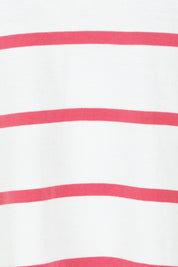 Product shot of the Elements Manly Stripe Vee Cotton Tee in colour Pinkwhite (Pink), detail