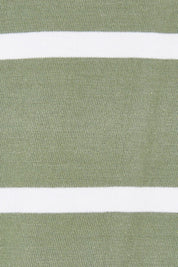 Product shot of the Elements Manly Stripe Vee Cotton Tee in colour Sagewhite (Green), detail