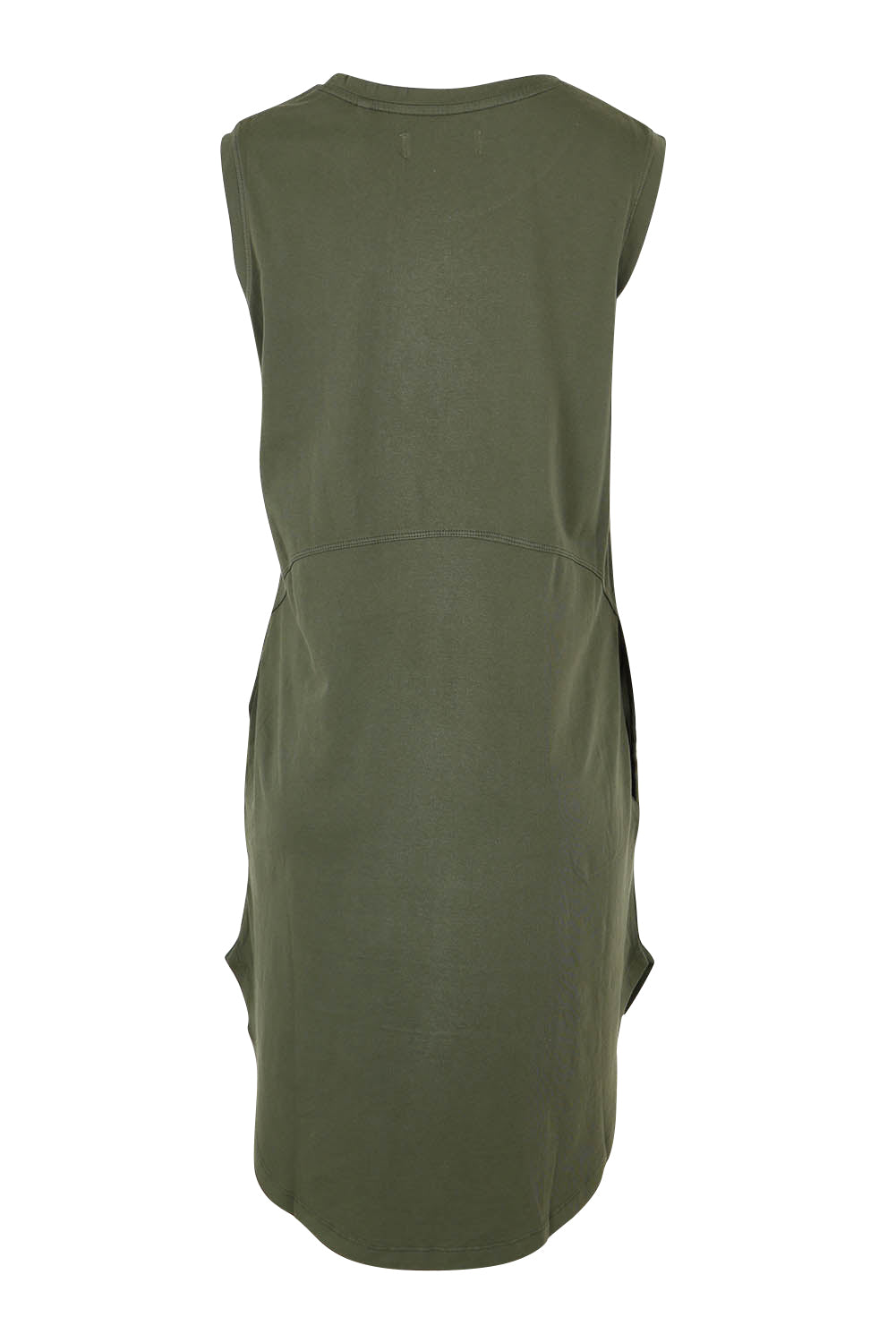 Product shot of the Elements Bungalow Dress in colour Khaki (Green), from the back