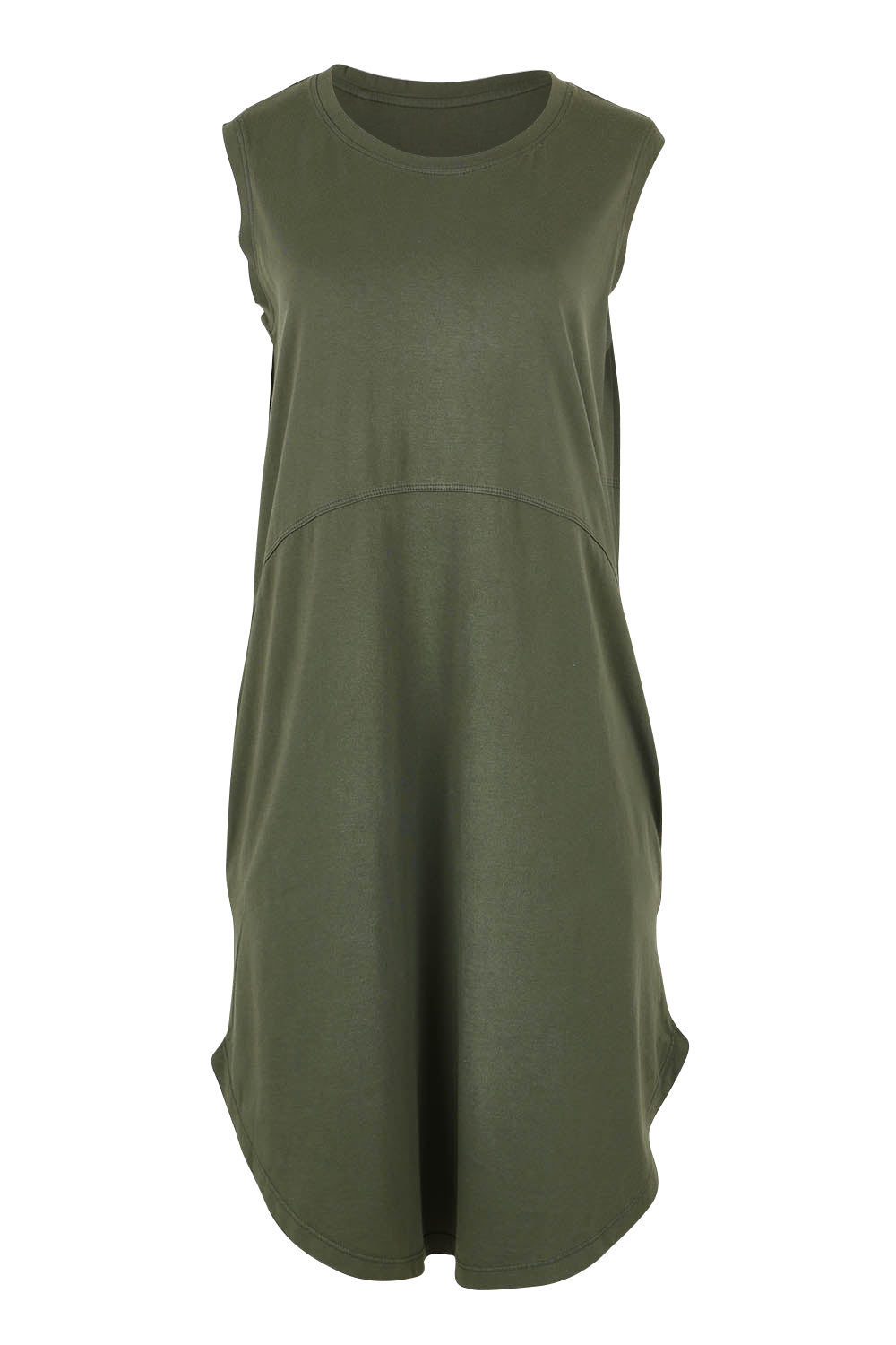 Product shot of the Elements Bungalow Dress in colour Khaki (Green), from the front