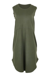 Product shot of the Elements Bungalow Dress in colour Khaki (Green), from the front