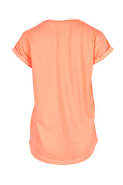 Product shot of the Elements Effortless Tee in colour Neonpeach, from the back