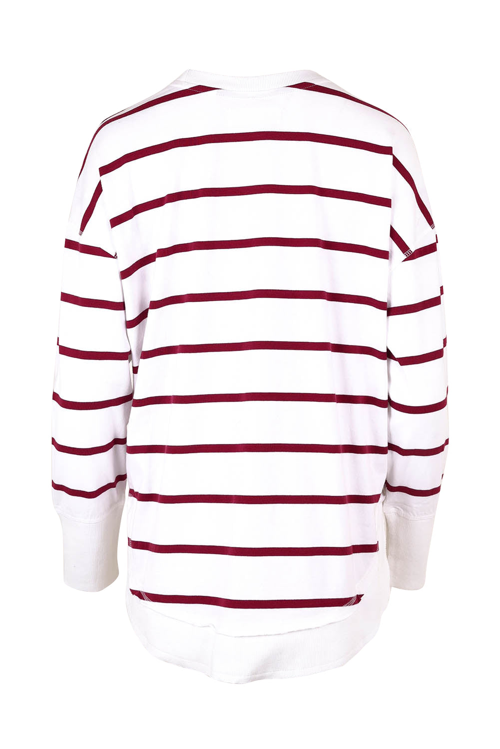 Product shot of the Elements Farrah Stripe Cotton Long Sleeve in colour Whibeetred (White), from the back