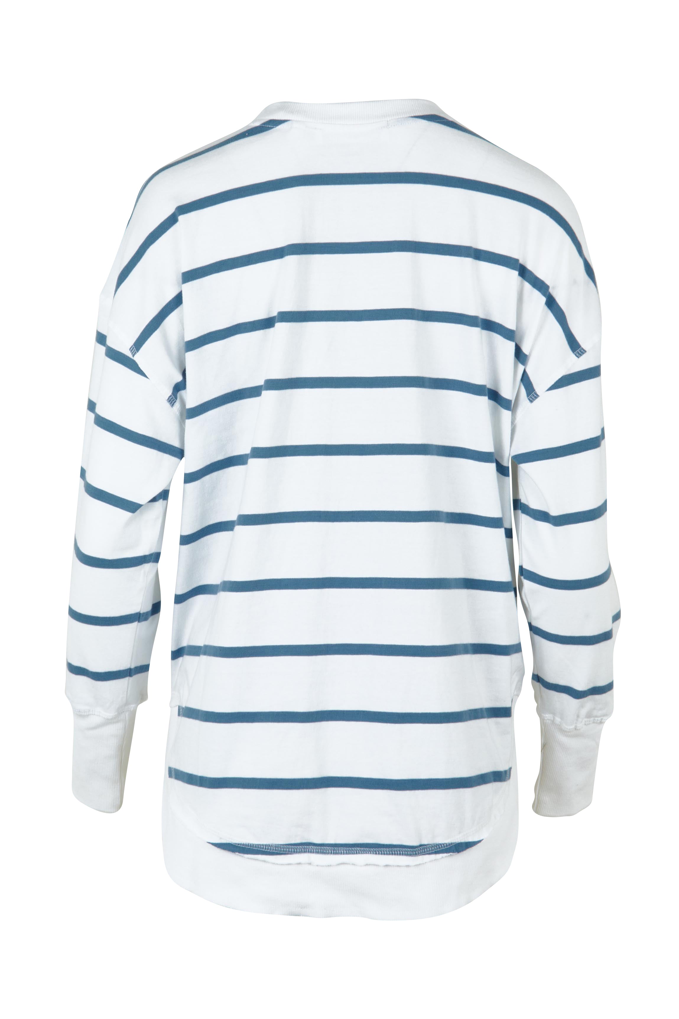 Product shot of the Elements Farrah Stripe Cotton Long Sleeve in colour Whicoronet (White), from the back