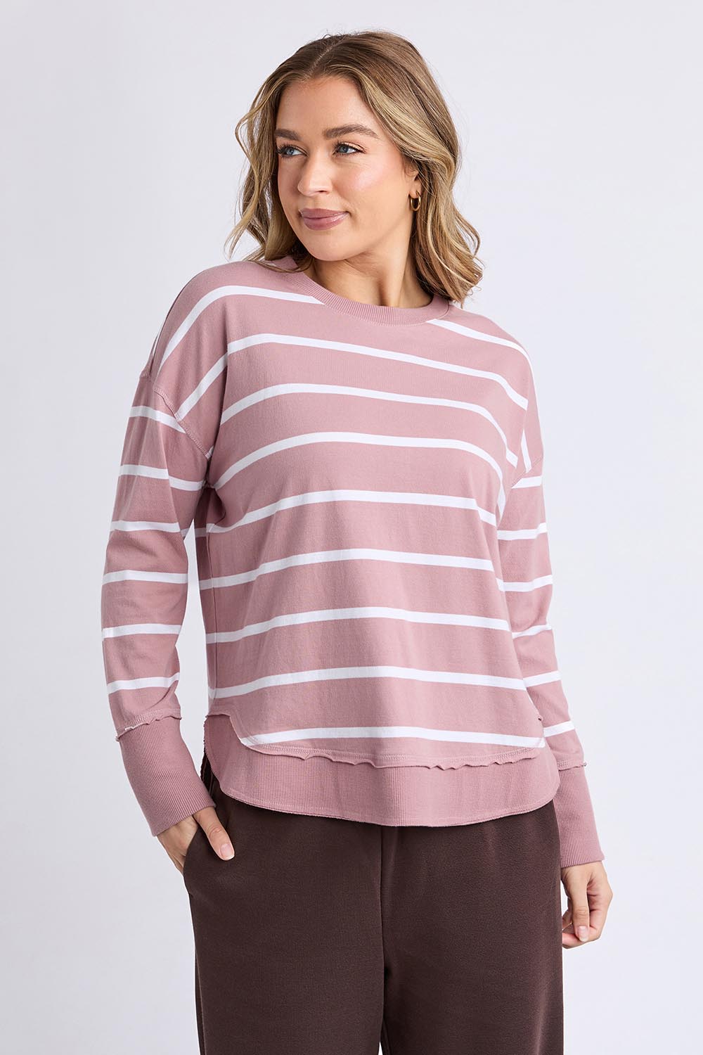 Elements Farrah Stripe Cotton Long Sleeve Top – Woodrosewh