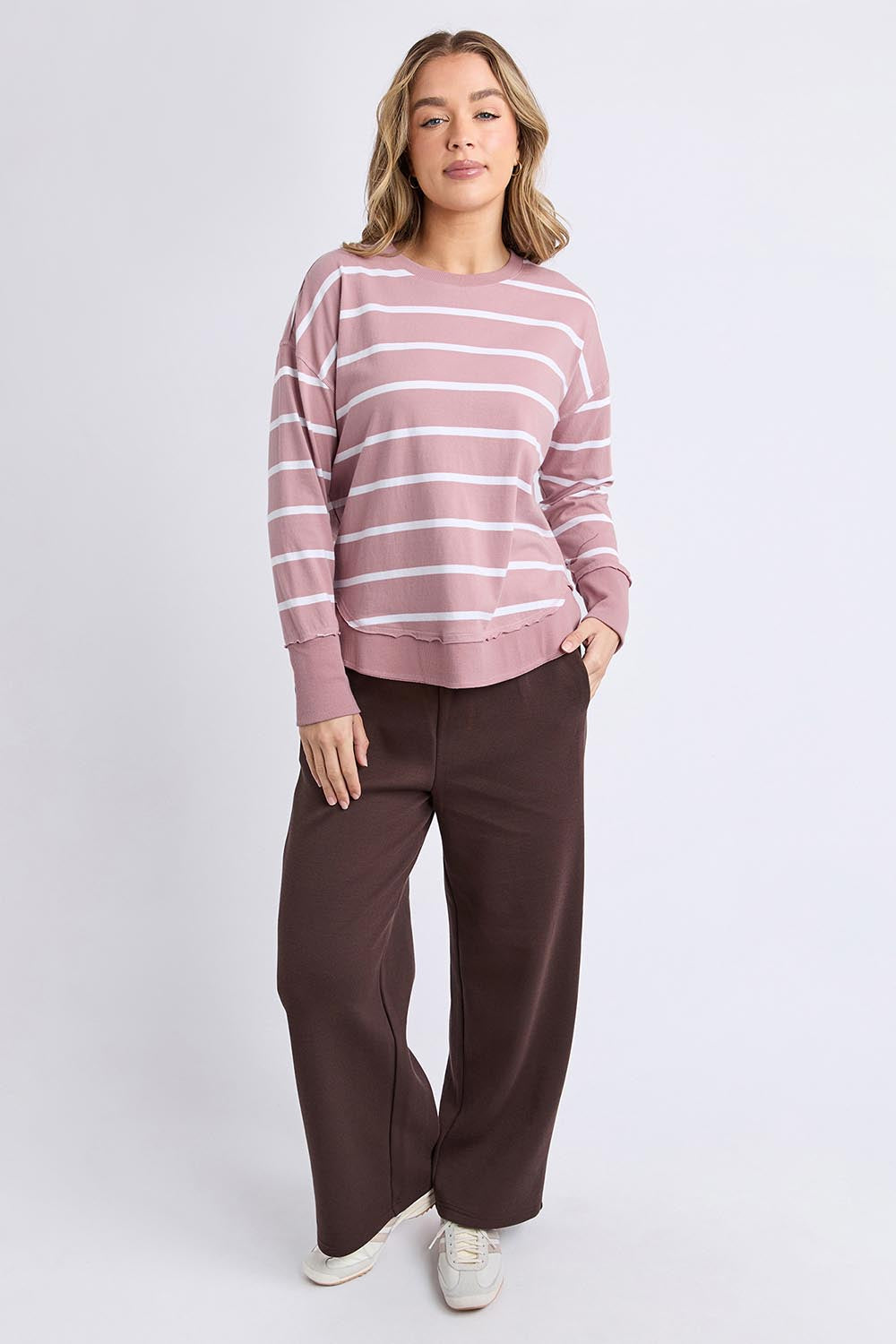 Elements Farrah Stripe Cotton Long Sleeve Top – Woodrosewh