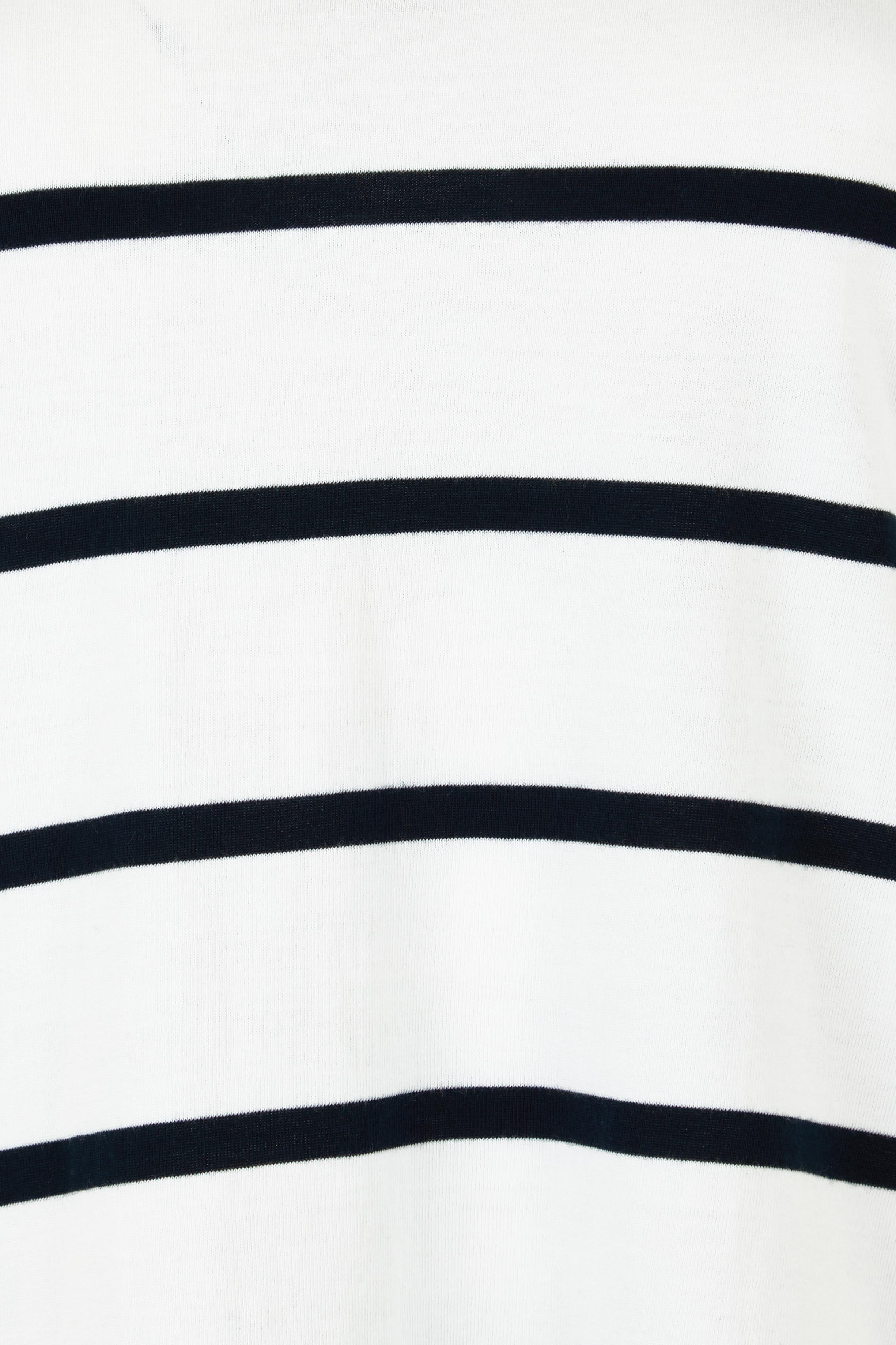 Product shot of the Elements Manly Vee Stripe Cotton Long Sleeve in colour Whitenavy (White), detail