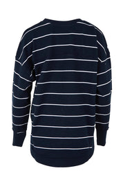 Product shot of the Elements Classic Simplified Stripe Crew in colour Navystripe (Blue), from the back