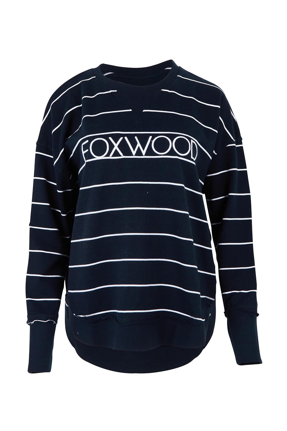 Product shot of the Elements Classic Simplified Stripe Crew in colour Navystripe (Blue), from the front