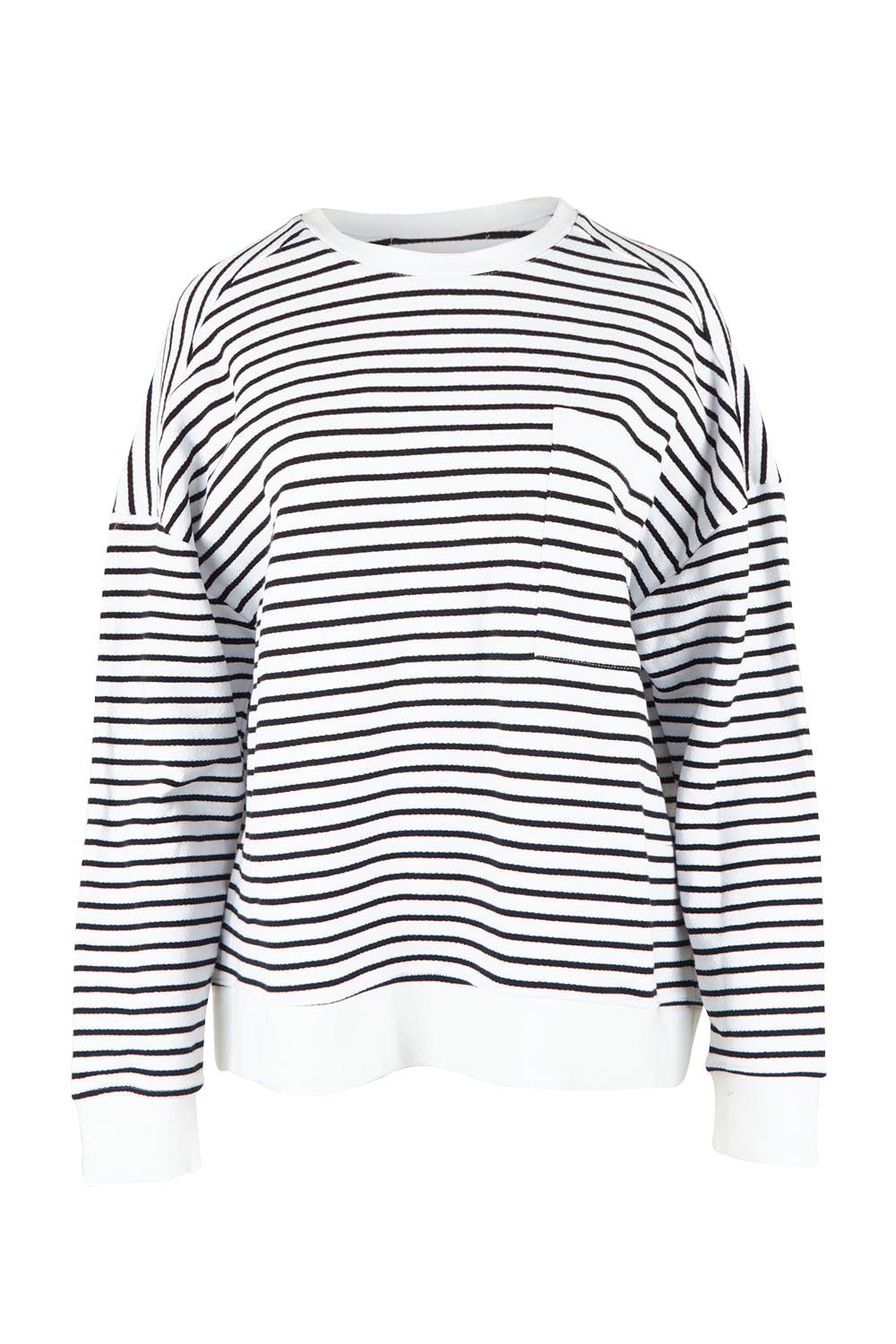 Product shot of the Elements Original Stripe Crew in colour Whiteblack (White), from the front