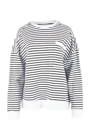 Product shot of the Elements Original Stripe Crew in colour Whiteblack (White), from the front