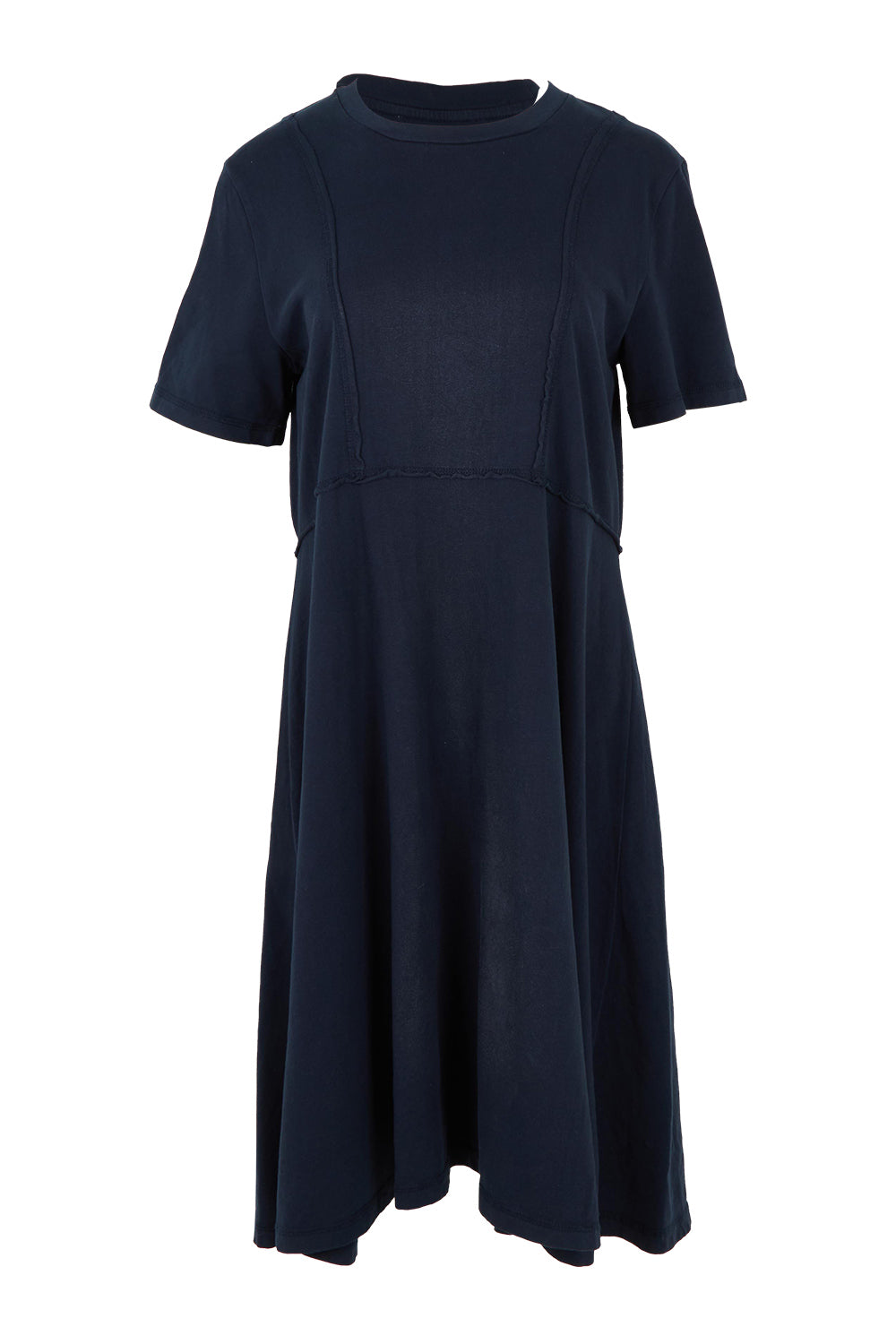 Product shot of the Elements Eva Cotton Dress in colour Navy (Blue), from the front