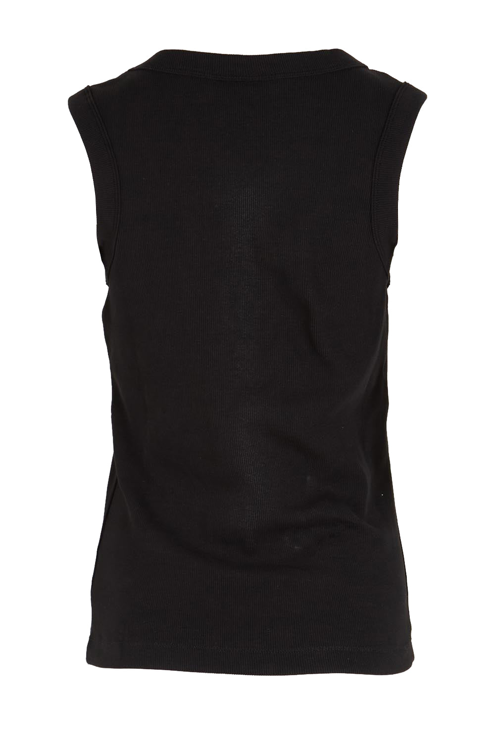 Product shot of the Elements Iris Rib Cotton Tank – Black in colour Black, from the back