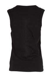 Product shot of the Elements Iris Rib Cotton Tank – Black in colour Black, from the back
