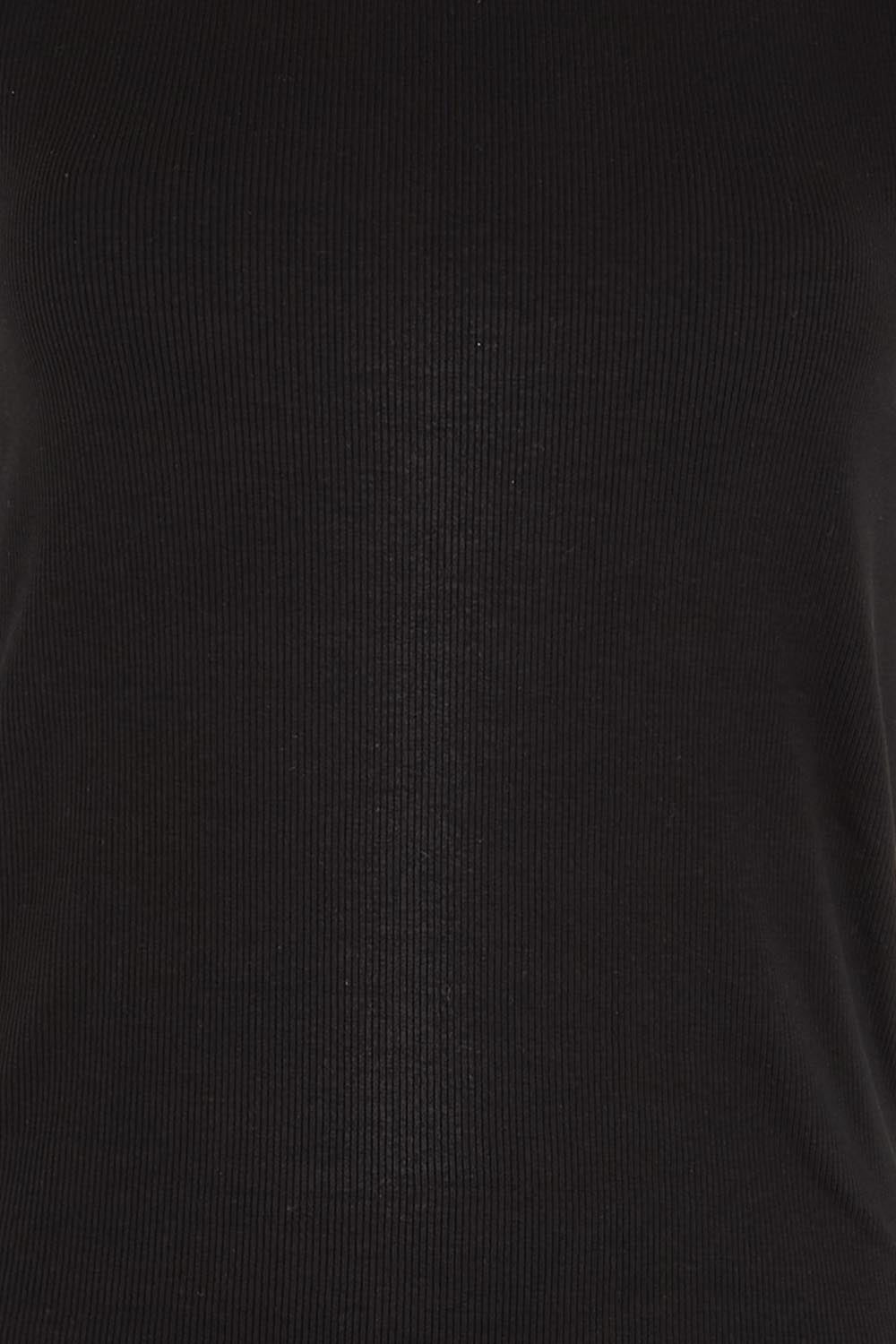 Product shot of the Elements Iris Rib Cotton Tank – Black in colour Black, showing detail