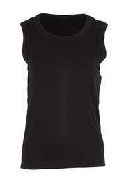 Product shot of the Elements Iris Rib Cotton Tank – Black in colour Black, from the front
