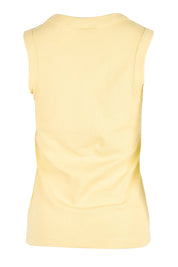 Product shot of the Elements Iris Rib Cotton Tank – Sunlightye in colour Sunlightye, showing detail