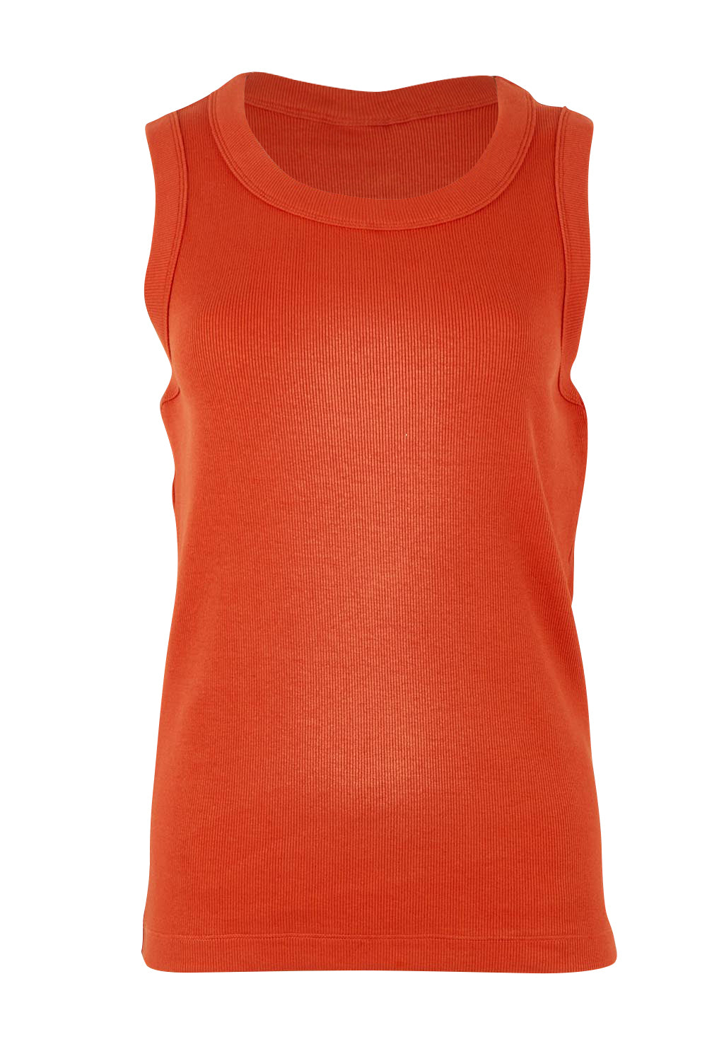 Product shot of the Elements Iris Rib Cotton Tank – Tabasco in colour Tabasco, from the front