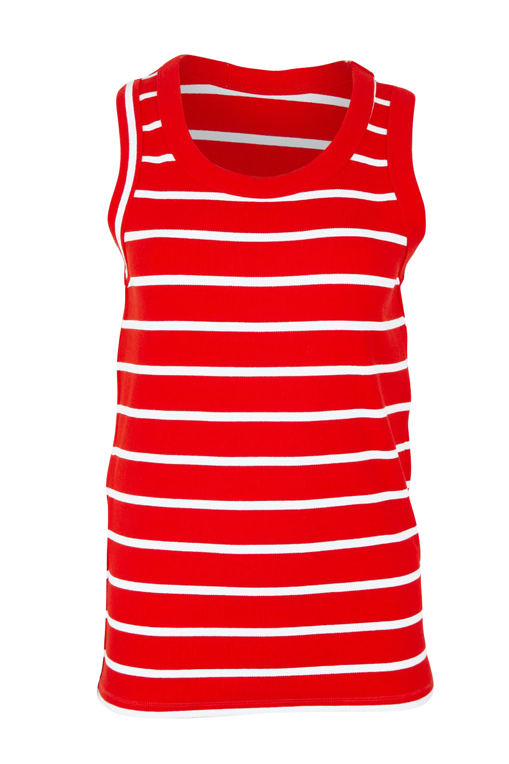Product shot of the Elements Iris Cotton Tank in colour Tangwhite (Red), from the front