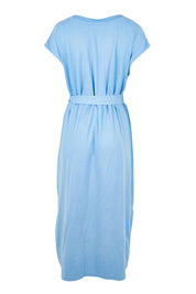 Product shot of the Elements Casey Cotton Dress – Cornflower in colour Cornflower, from the back