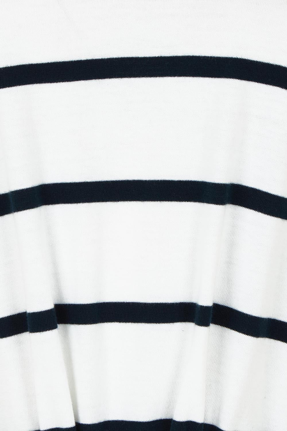 Product shot of the Elements Casey Cotton Stripe Dress in colour Whitenavy (Blue), detail