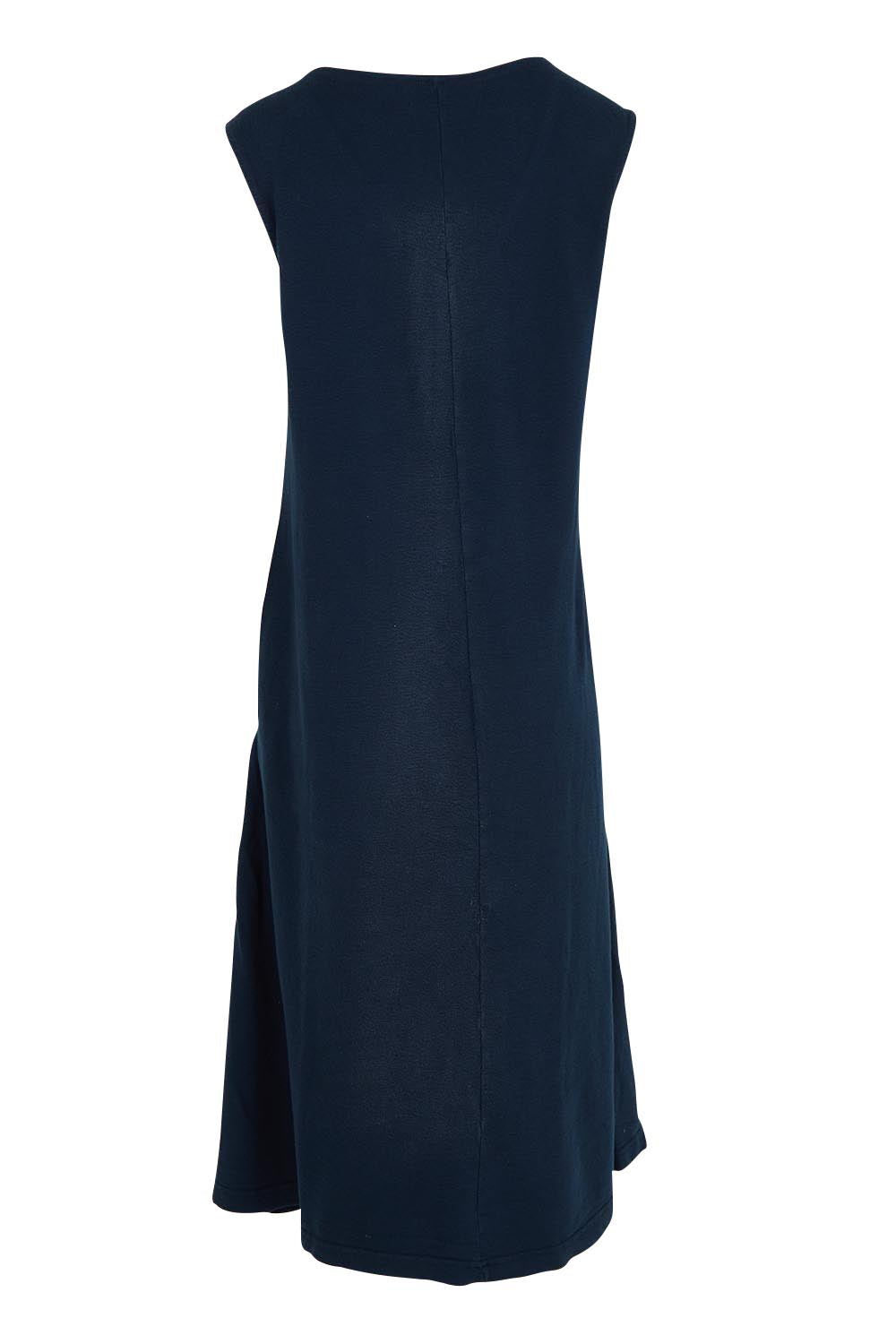 Product shot of the Elements Aspen Cotton Dress in colour Navy (Blue), from the back