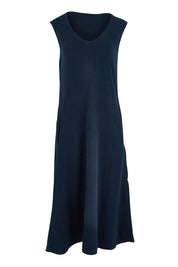 Product shot of the Elements Aspen Cotton Dress in colour Navy (Blue), from the front