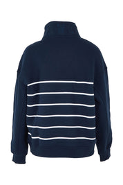 Product shot of the Elements Cotton College Zip Crew in colour Navystripe (Blue), from the back