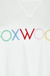 Product shot of the Elements Simplified Confetti Cotton Crew in colour White (White), detail