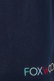 Product shot of the Elements Simplified Confetti Cotton Shorts in colour Navy (Blue), detail