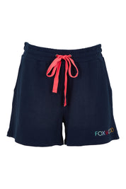 Product shot of the Elements Simplified Confetti Cotton Shorts in colour Navy (Blue), from the front