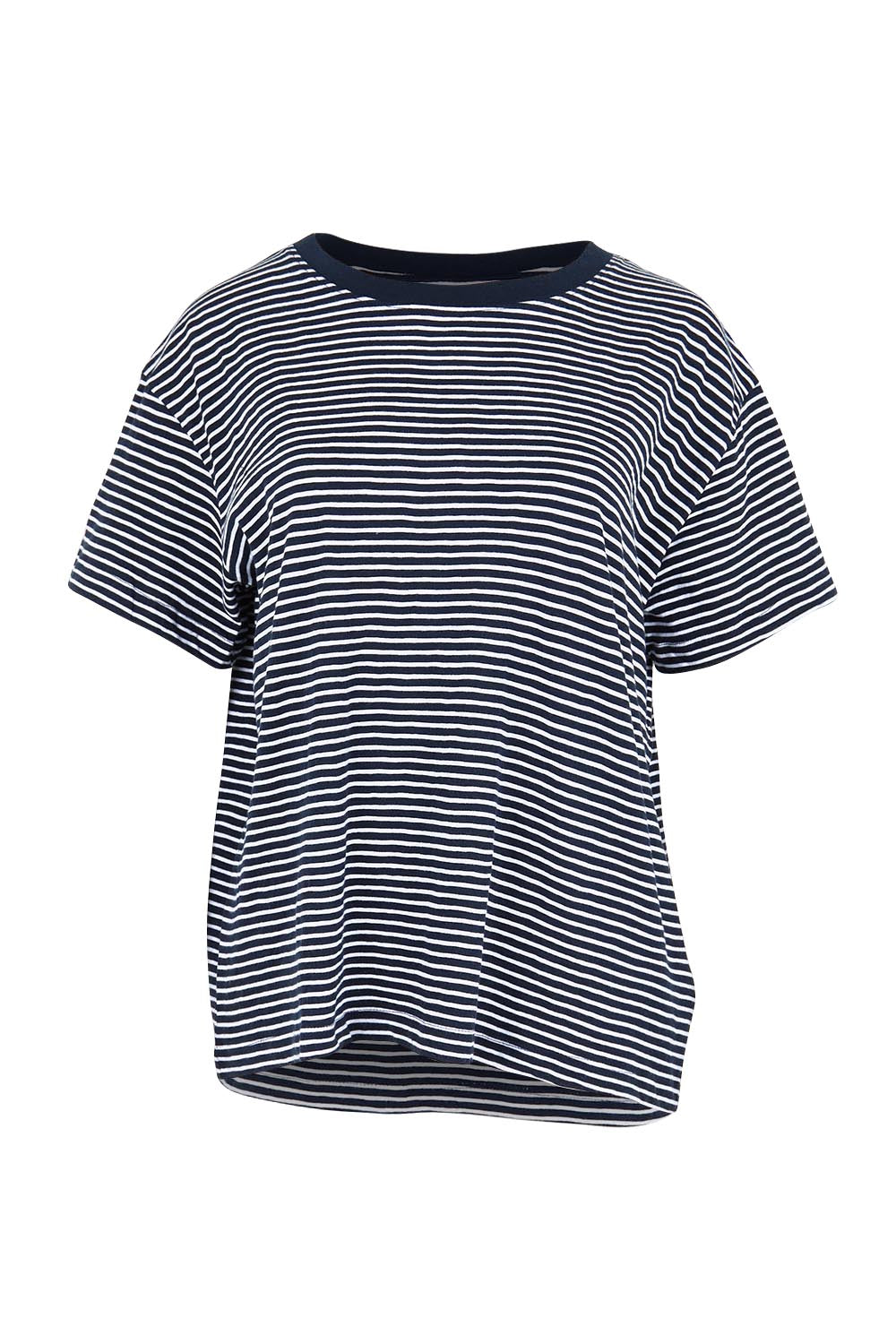 Product shot of the Elements Hutch Stripe Cotton Tee – Navywhite in colour Navywhite, from the front