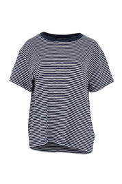 Product shot of the Elements Hutch Stripe Cotton Tee – Navywhite in colour Navywhite, from the front