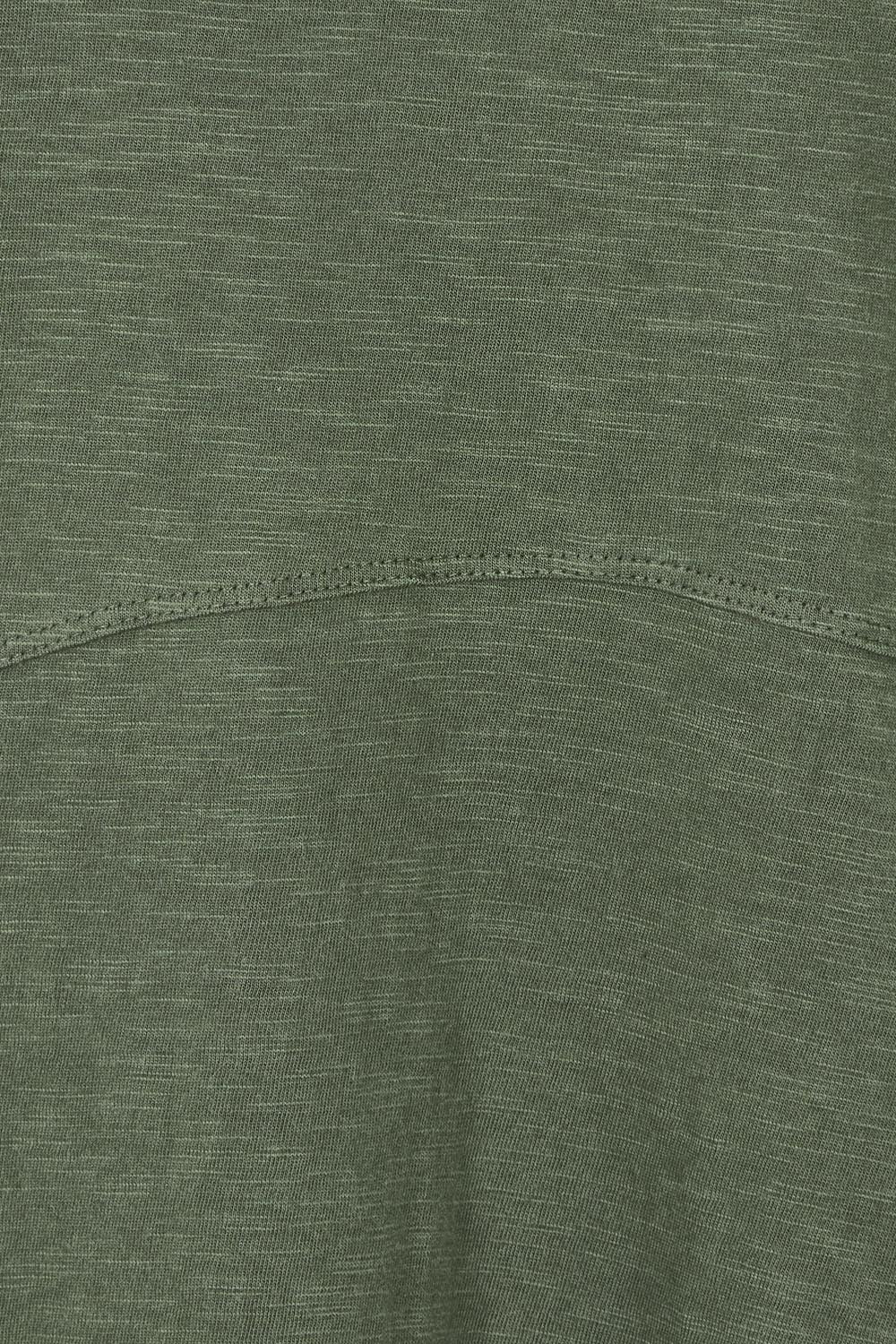 Product shot of the Elements Bay Tape Cotton Tee Dress in colour Khaki (Green), detail