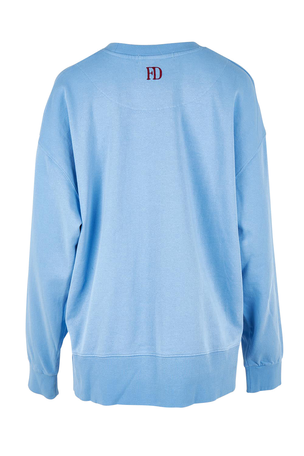 Product shot of the Elements Effortless Contrast Cotton Crew in colour Azurinebl (Blue), from the back