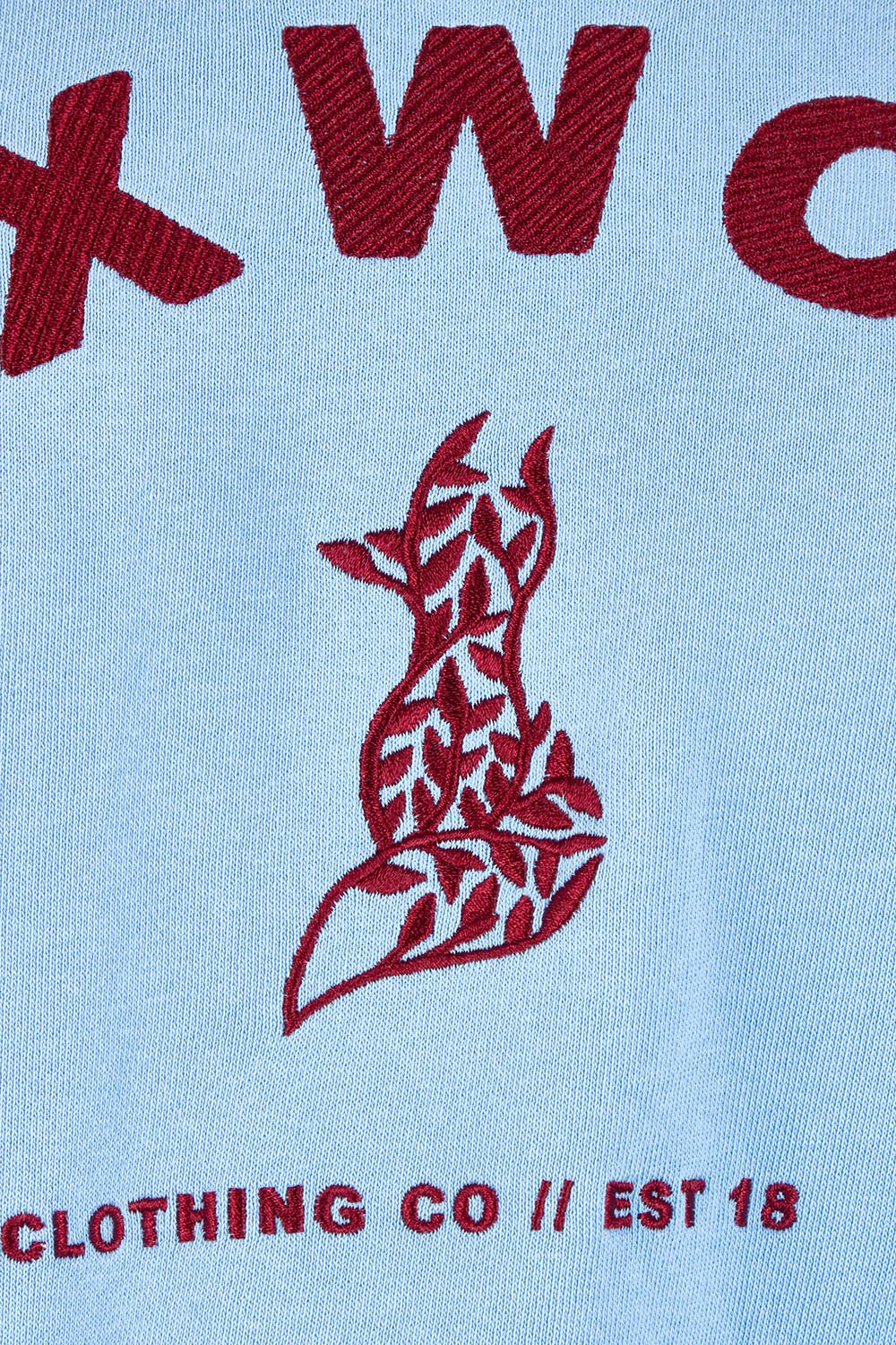 Product shot of the Elements Effortless Contrast Cotton Crew in colour Azurinebl (Blue), detail